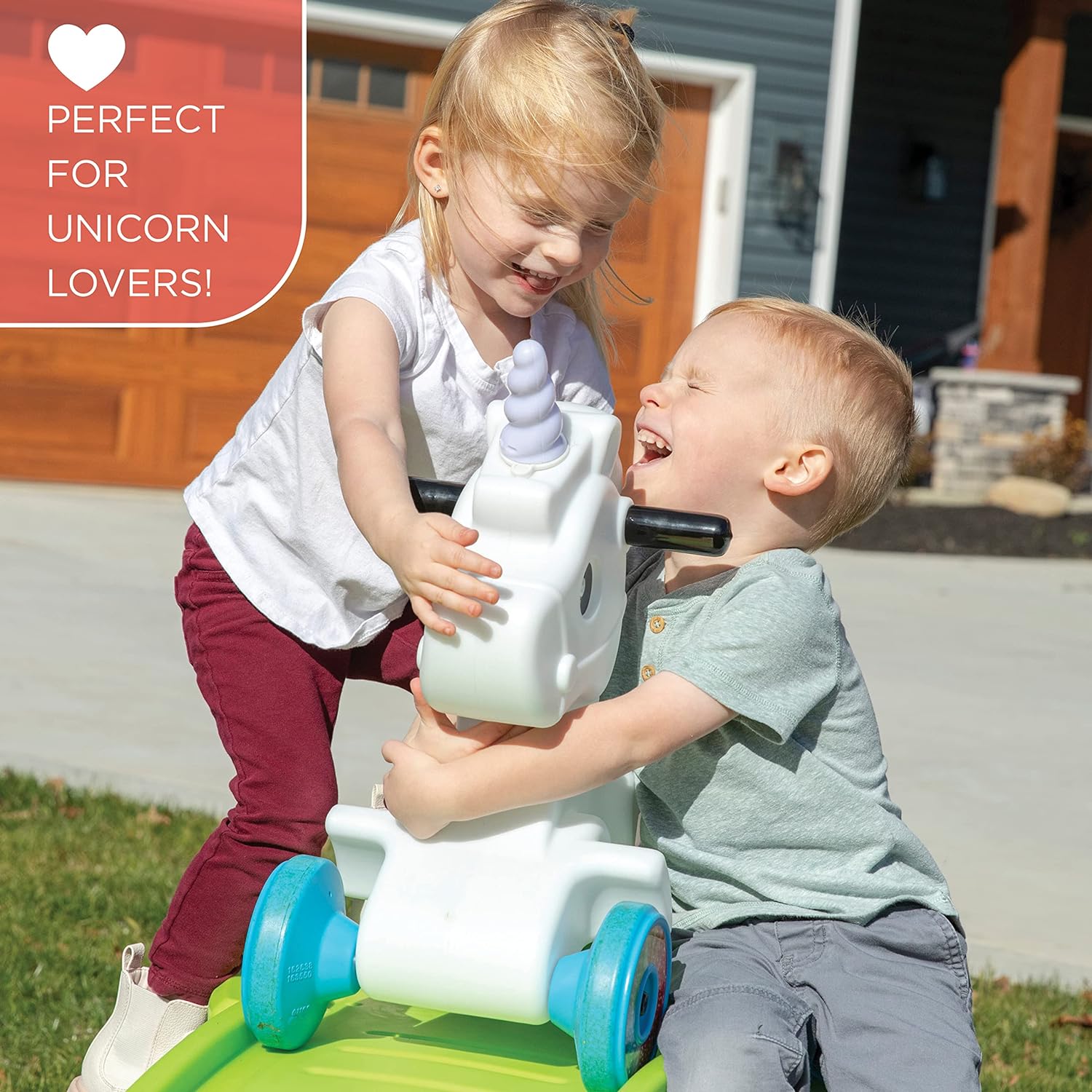 Unicorn Up & Down Roller Coaster Toy for Kids, Ride On Push Car, Indoor/Outdoor Playset, Toddler Ages 2