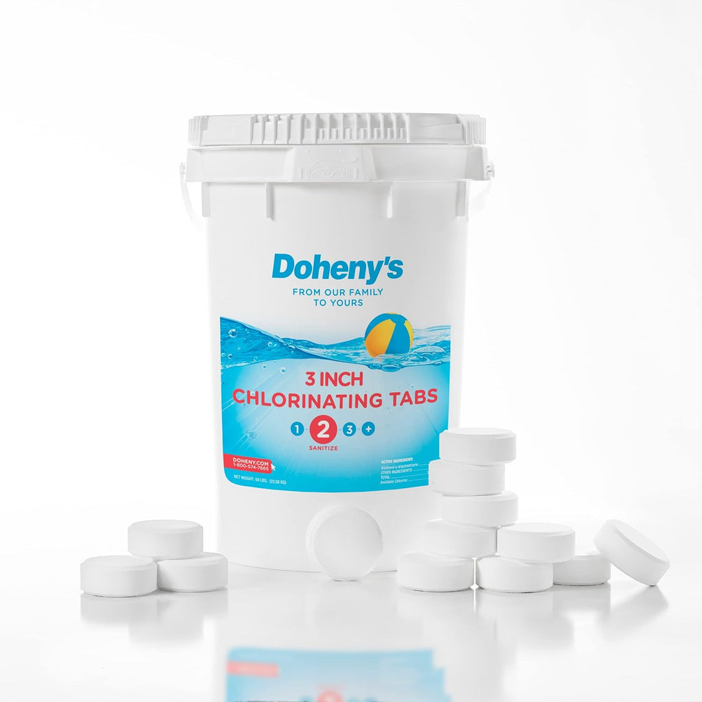 Doheny's 3 Inch Stabilized Chlorine Tablets | Pro-Grade Pool Sanitizer, Long Lasting, Slow Dissolving, 99% Pure Tri-Chlor, Individually Wrapped